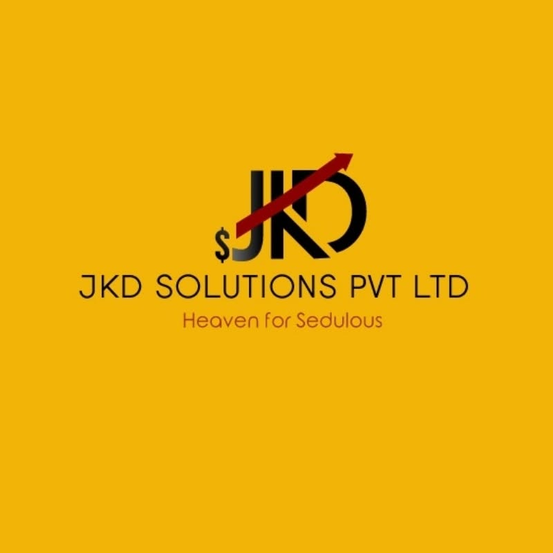 JKD Solutions redesigned logo on brand yellow
