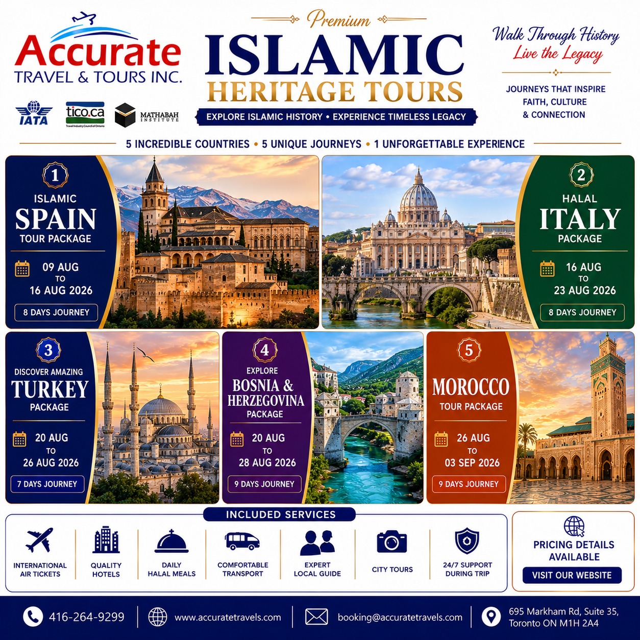Islamic Heritage Tours, 5 countries, 5 packages, one flyer