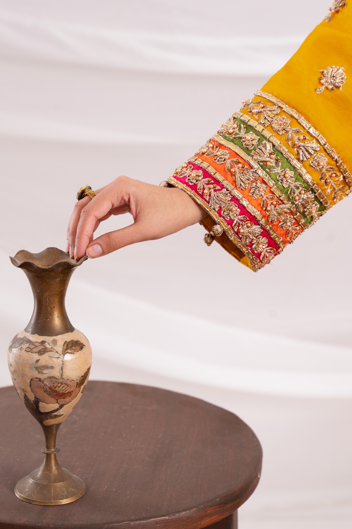 Neckline · dabka, pearl, stone by hand.